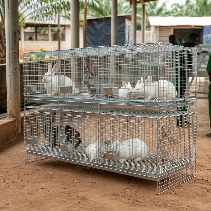 Cages Modernes Galvanisées pour Lapins - 6 Compartiments — Équipements d'élevage