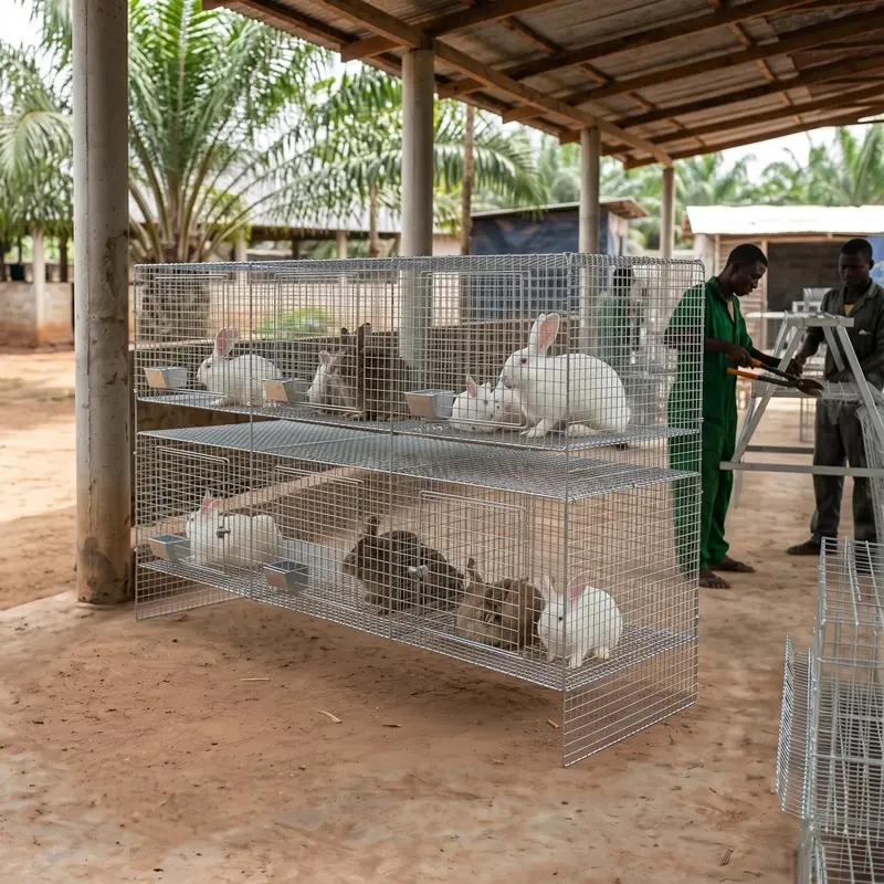 Cages Modernes Galvanisées pour Lapins - 8 Compartiments — Équipements d'élevage