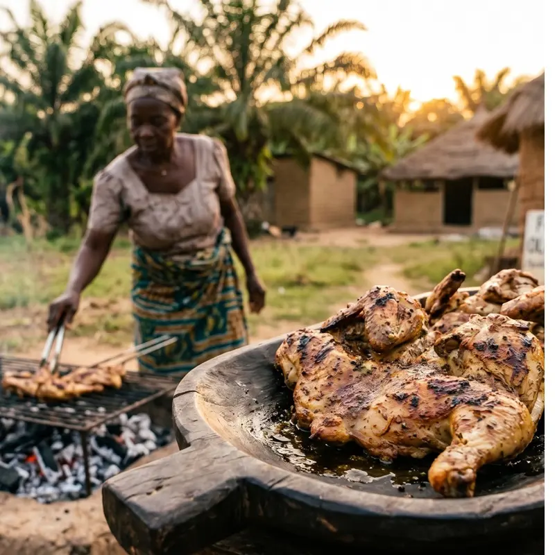 Poulet Transformé (Braisé aux épices locales) — Transformation