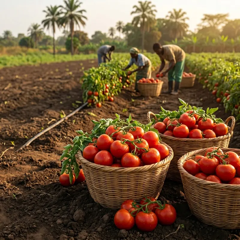 Tomates fraîches récoltées à Ikpinlè