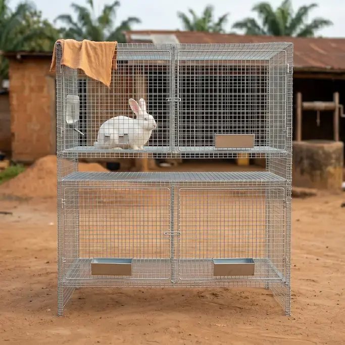 Cage galvanisée à 4 compartiments