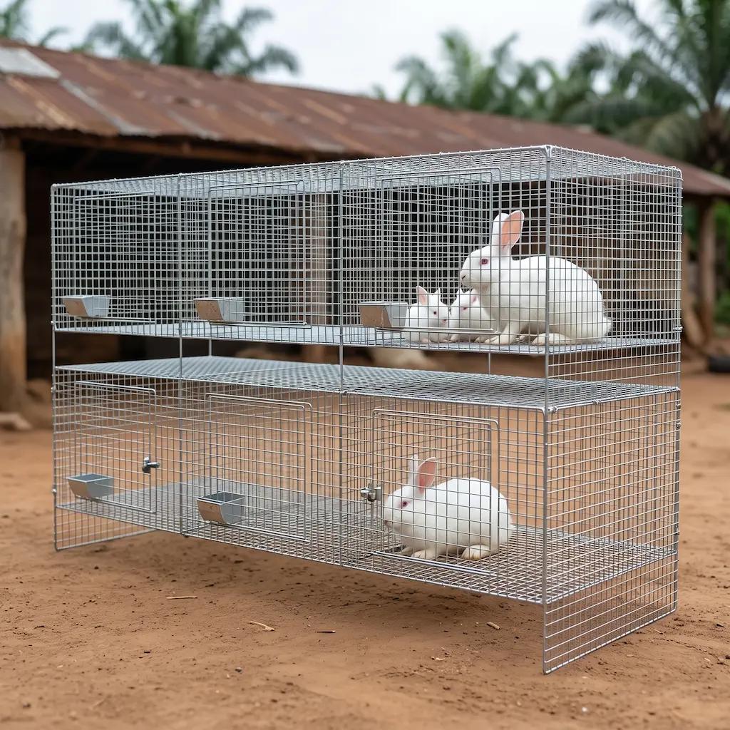 Cage galvanisée à 6 compartiments