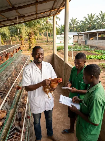 Vue des installations de la Ferme École OLOUWACHEGOUN à Attan-Ewé