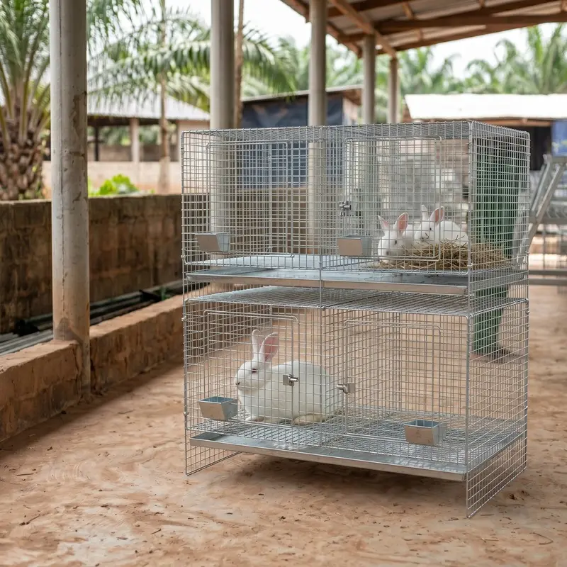 Cage galvanisée à 4 compartiments