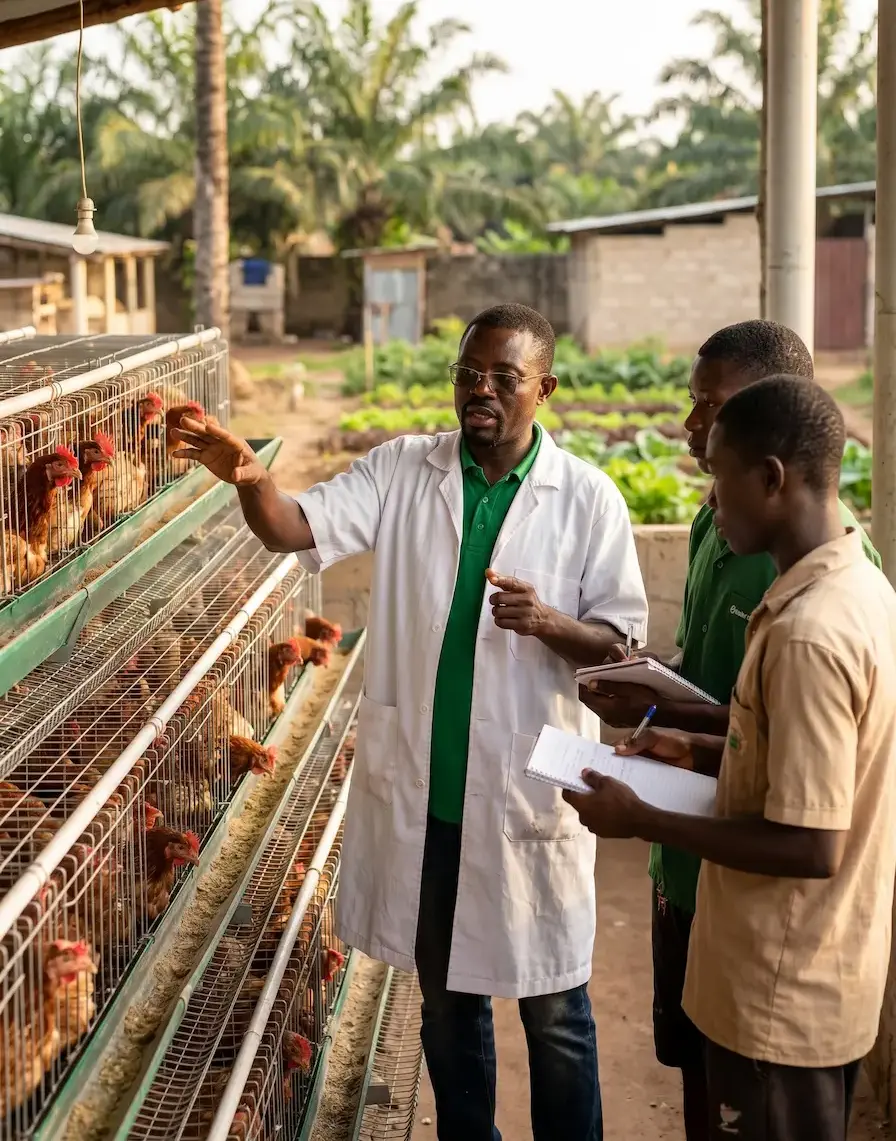 M. OLOUKOUNLE O. H. Magloire, promoteur de la Ferme École OLOUWACHEGOUN, sur le terrain